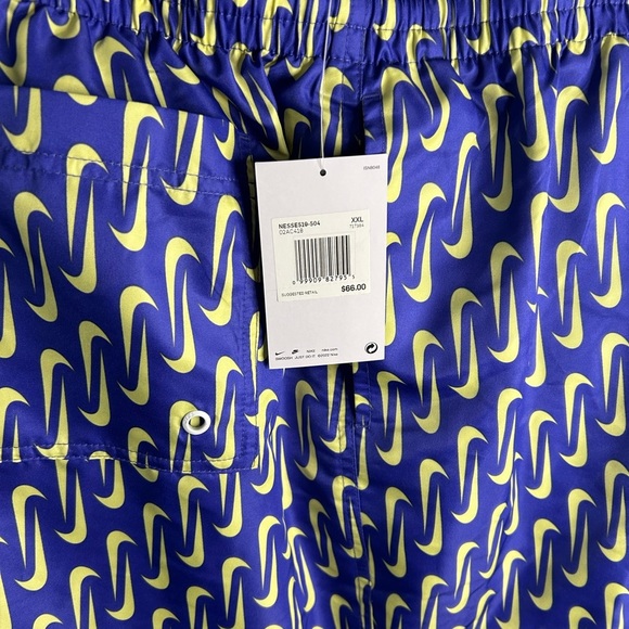 Nike Blue and Yellow Men's Swim Shorts - Picture 3 of 4